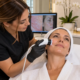 Aesthetician performing skin analysis